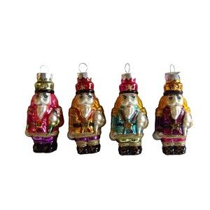 Lot of 4 Glass Christmas Tree Ornament Nutcracker / Toy Soldier ~3" Glitter